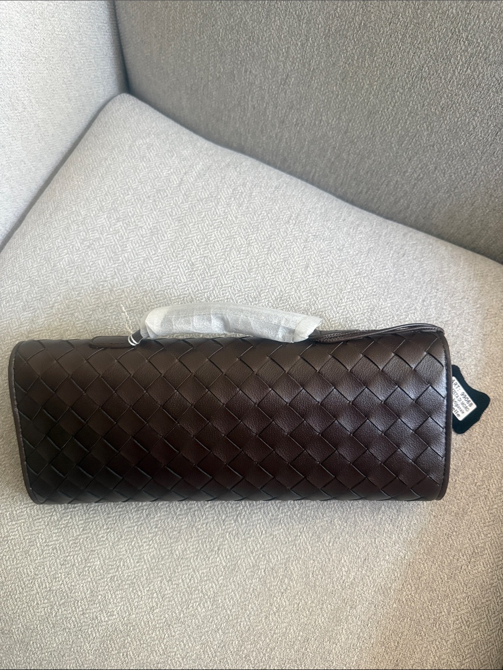 Woven Leather Clutch in Dark Brown with Gold Buckle - Picture 2 of 5
